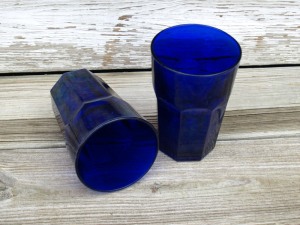 This pair of Cobalt Glass Tumblers is made by the Libby Glass Co.