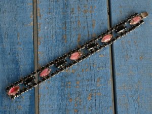 Pink and Black Rhinestone Bracelet  by Weiss.